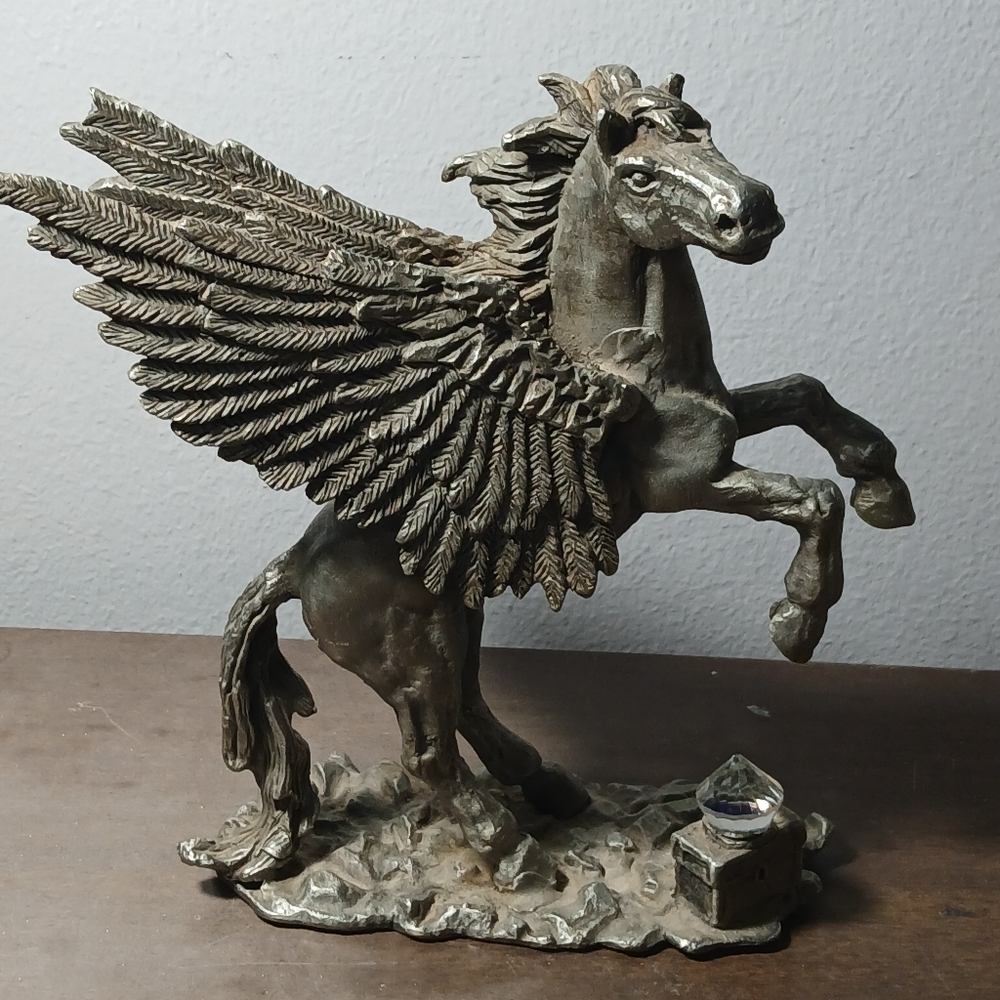 Vintage 1988 Daltec Pewter Pegasus Mythical Fantasy Winged Horse Figurine Statue